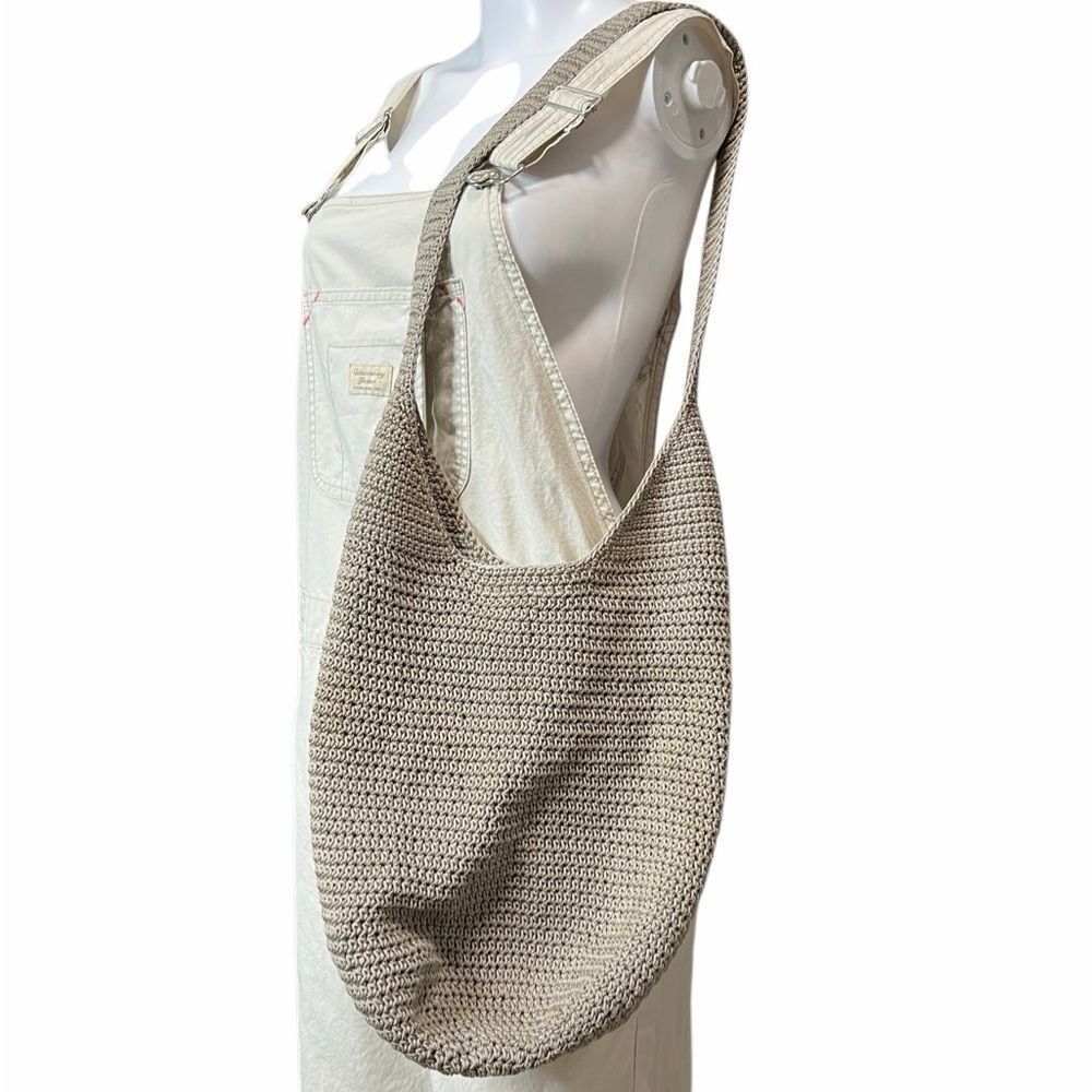 Elegant Tan Crochet Shoulder Bag